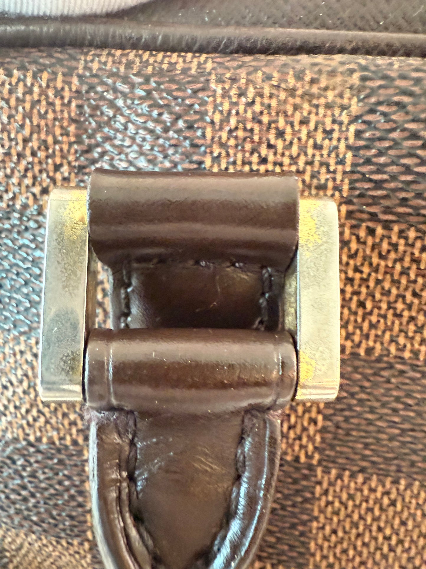 LV Damier Eben Brera Top Handle Bag w/ Gold Hardware