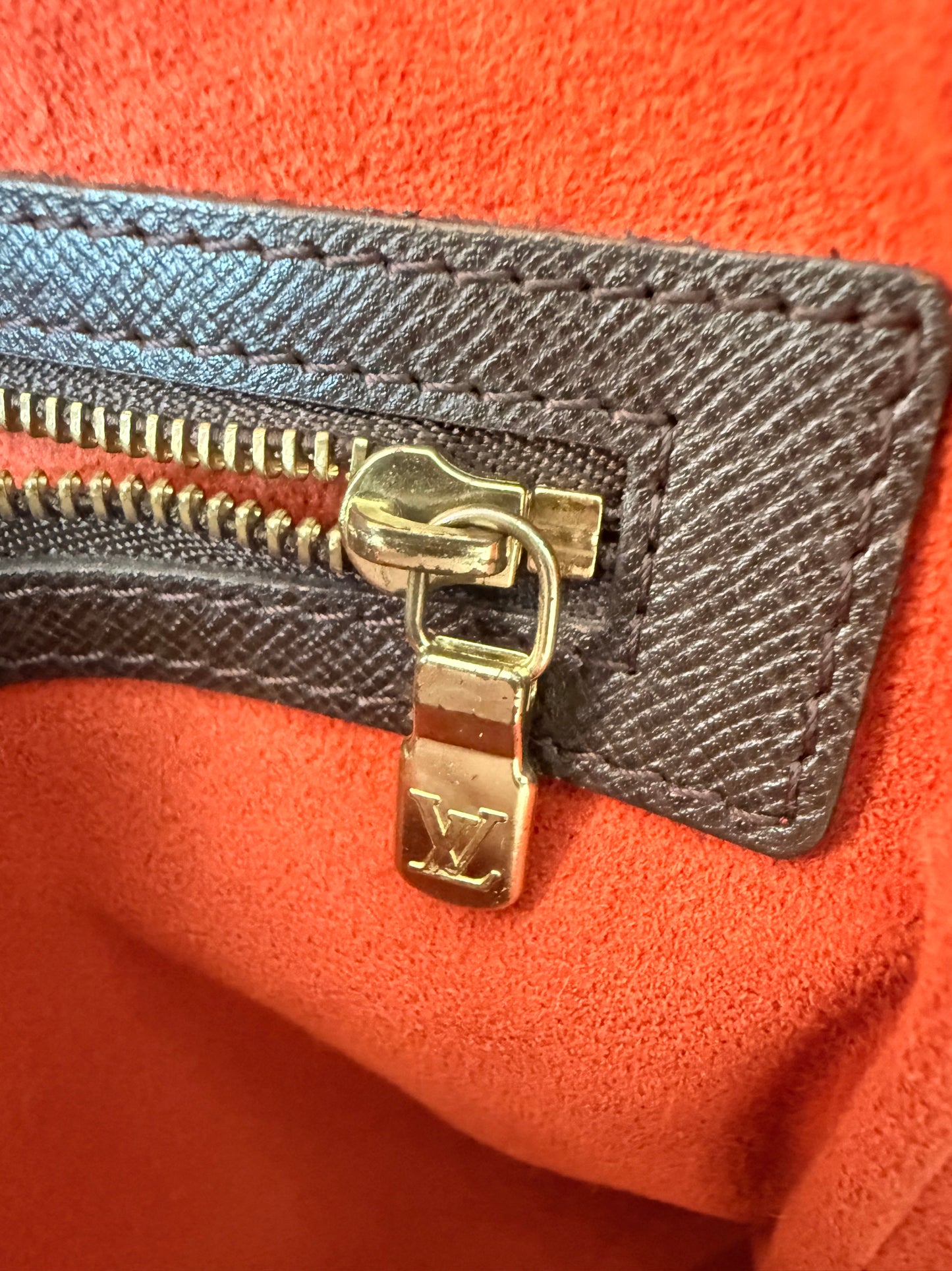 LV Damier Eben Brera Top Handle Bag w/ Gold Hardware