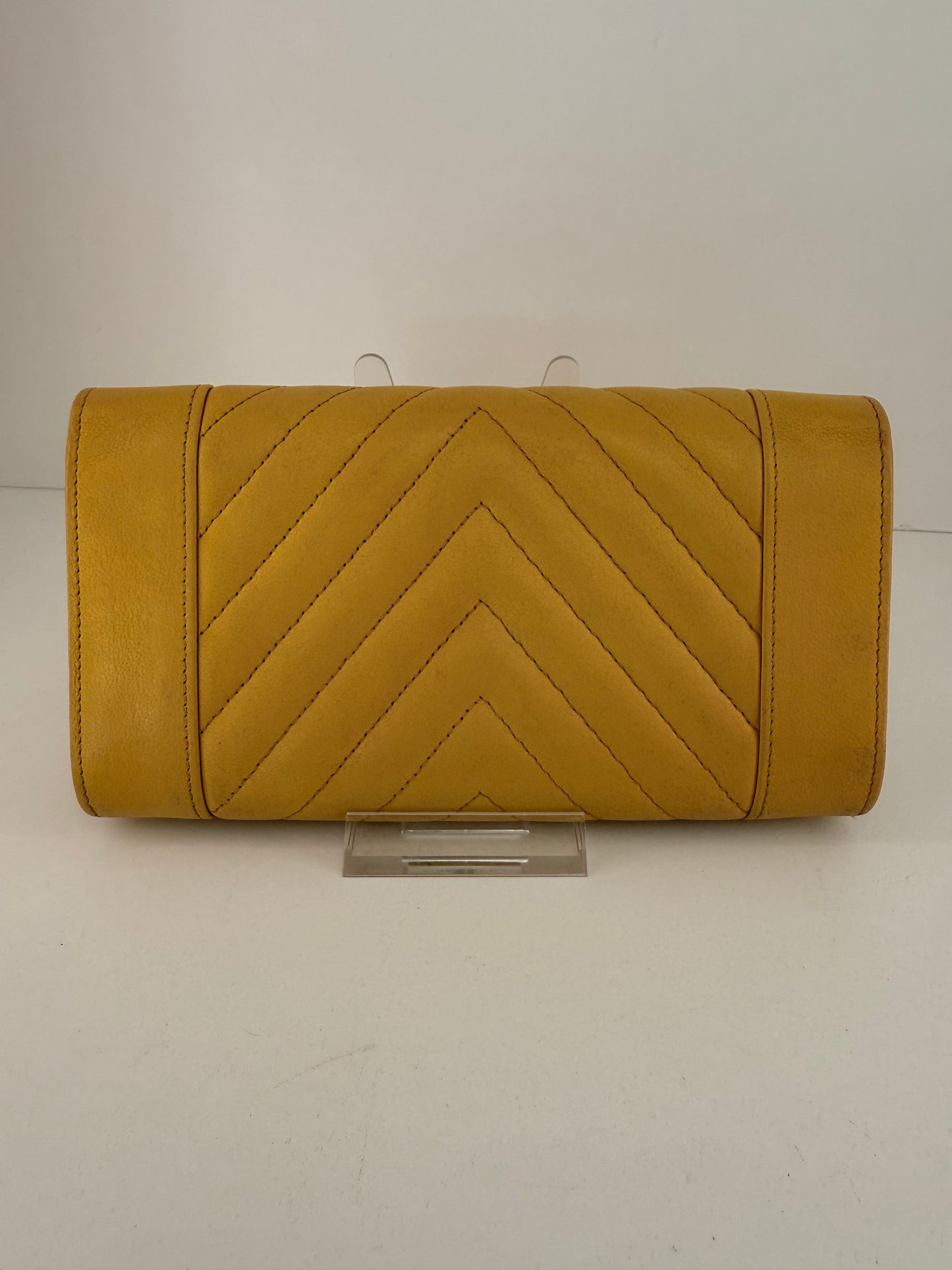 Chanel Yellow Wallet w/ Unbranded D-Rings and Crossbody Chain Strap to Wear As A WOC (Wallet on Chain)