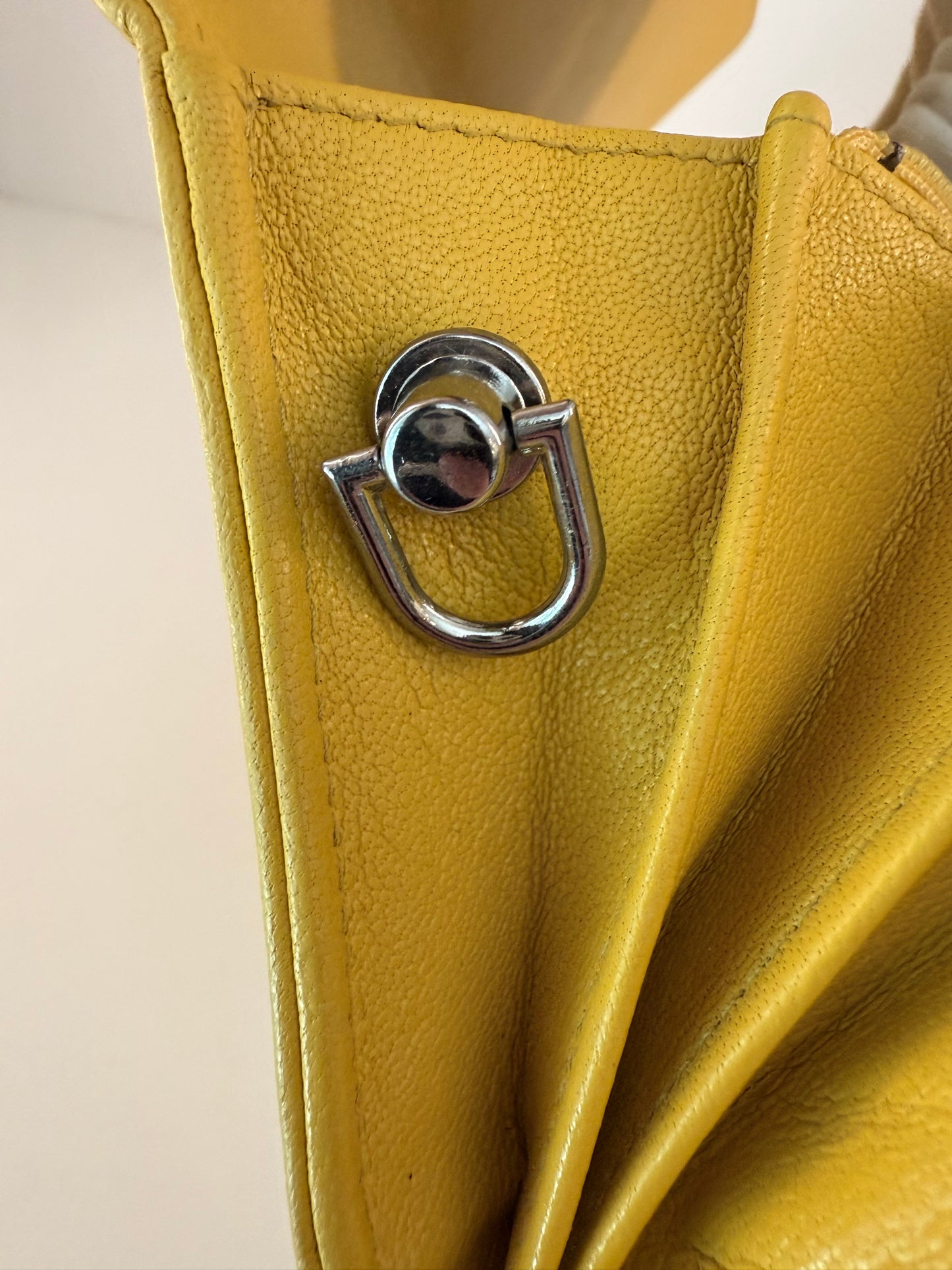 Chanel Yellow Wallet w/ Unbranded D-Rings and Crossbody Chain Strap to Wear As A WOC (Wallet on Chain)