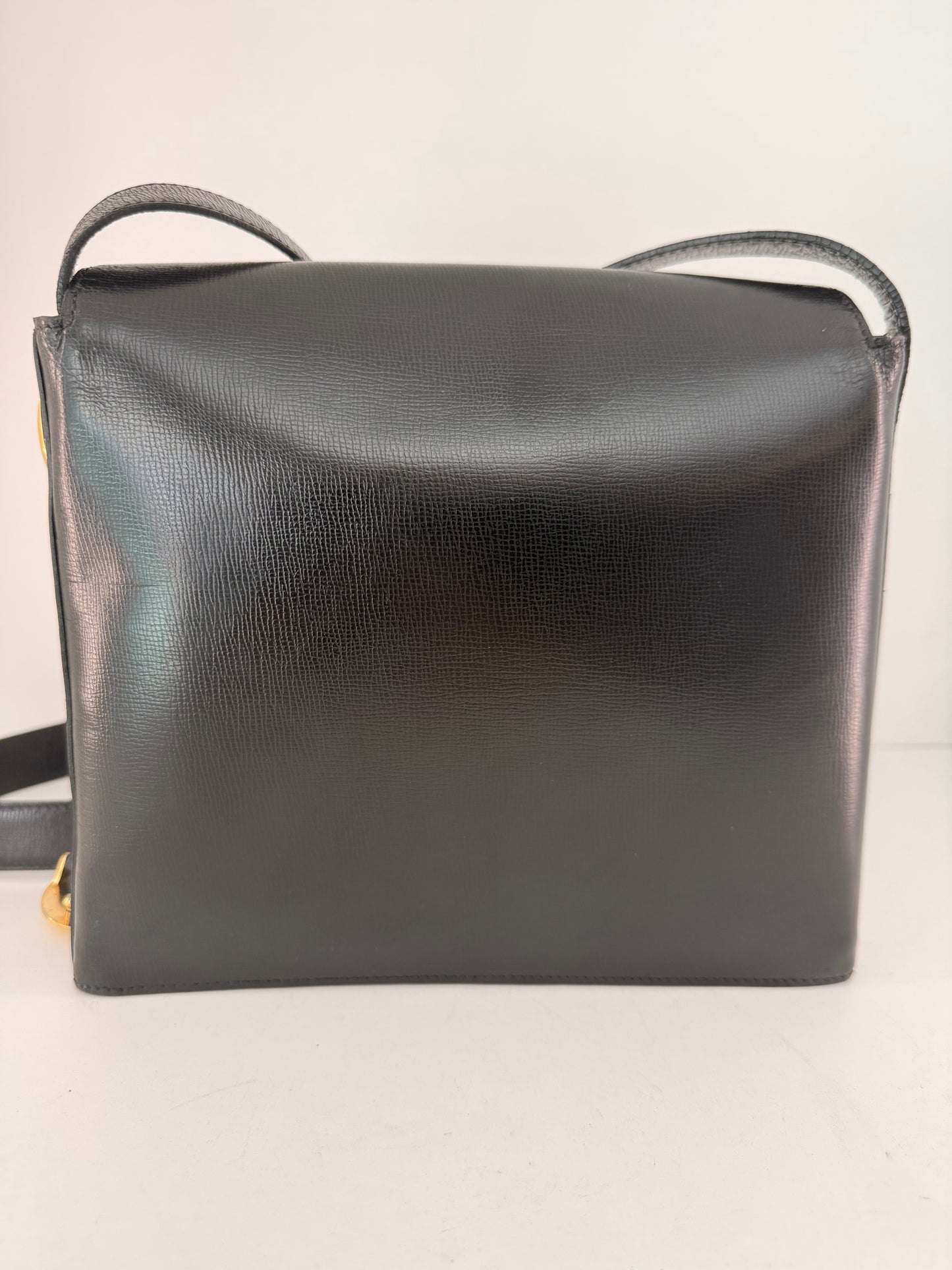 Christian Dior Black Leather Vintage Saddle Bag w/ Amazing Gold Hardware