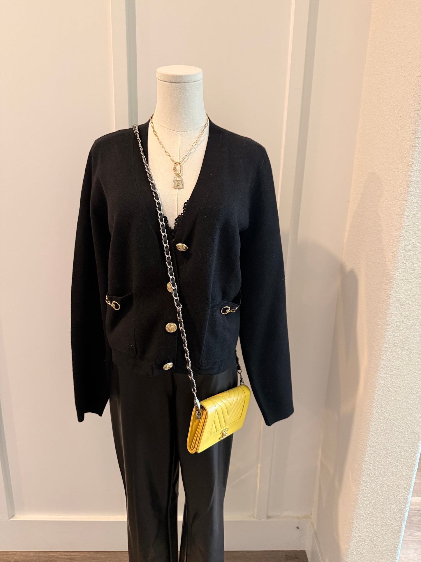 Chanel Yellow Wallet w/ Unbranded D-Rings and Crossbody Chain Strap to Wear As A WOC (Wallet on Chain)