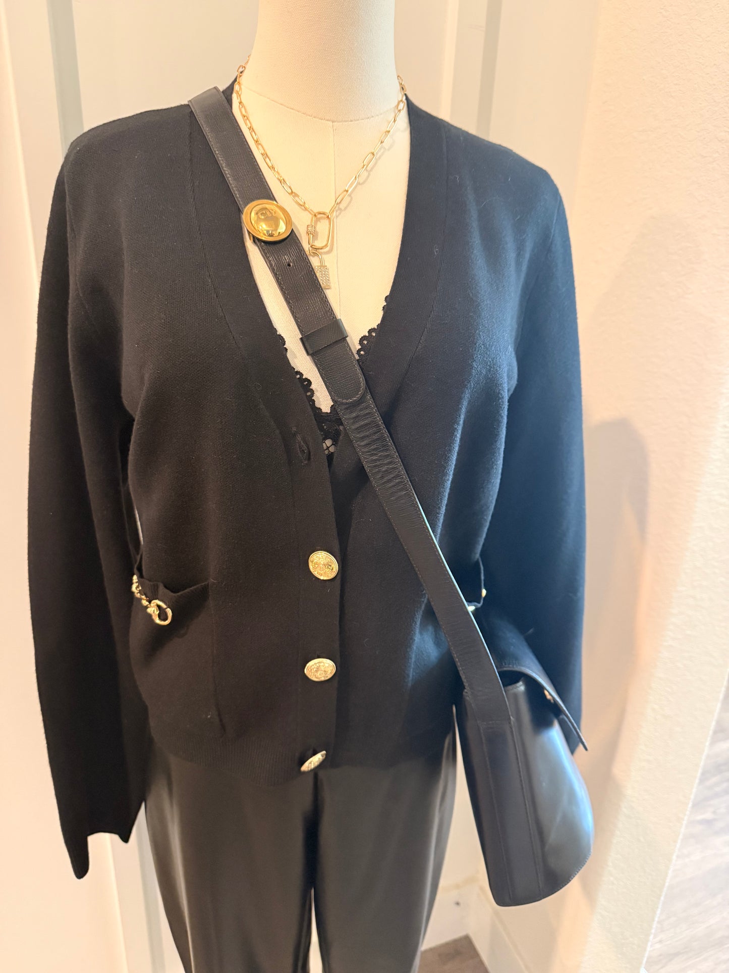 Christian Dior Black Leather Vintage Saddle Bag w/ Amazing Gold Hardware